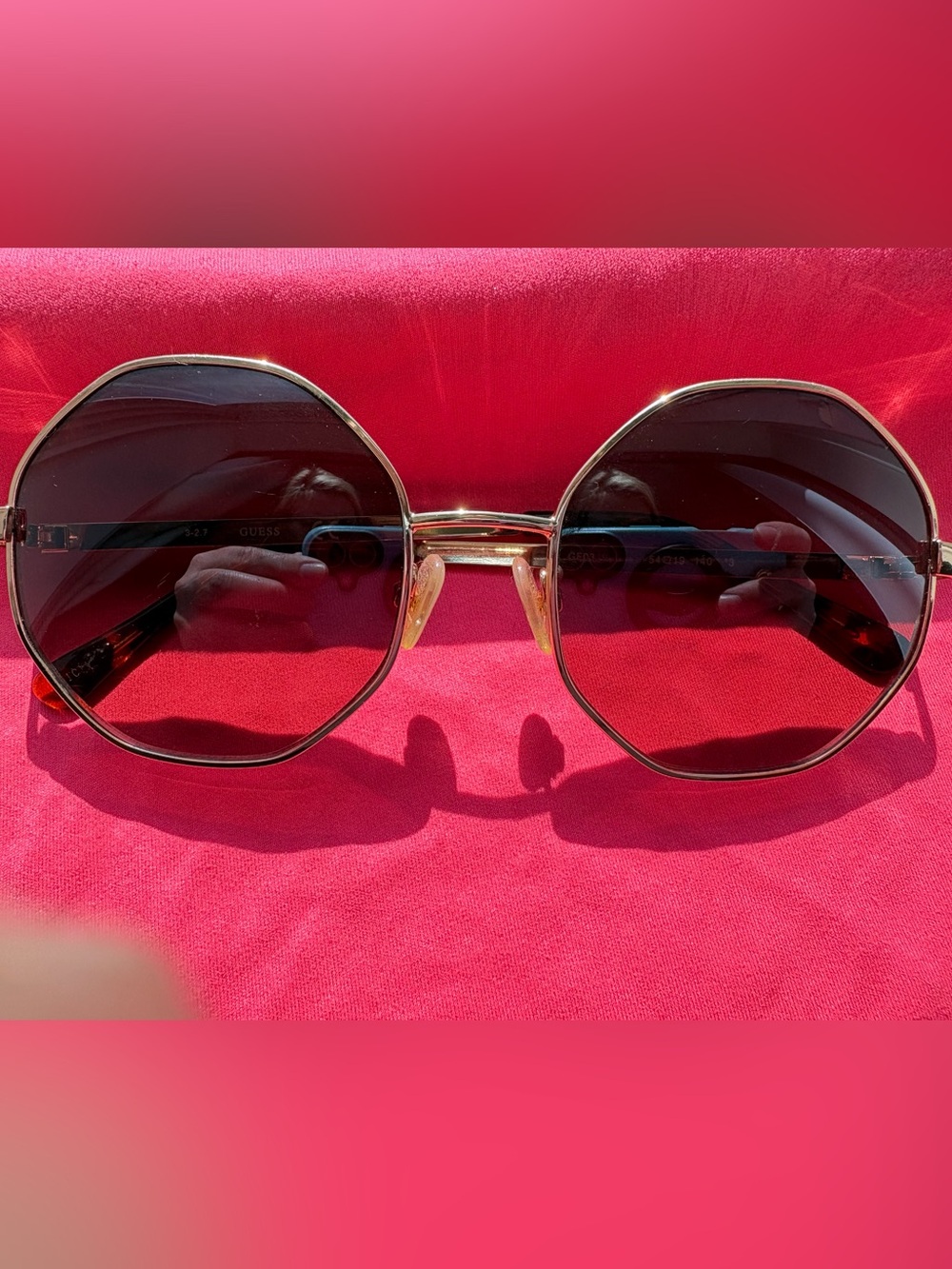Guess Gold Octagonal Sunglasses with Black Lenses